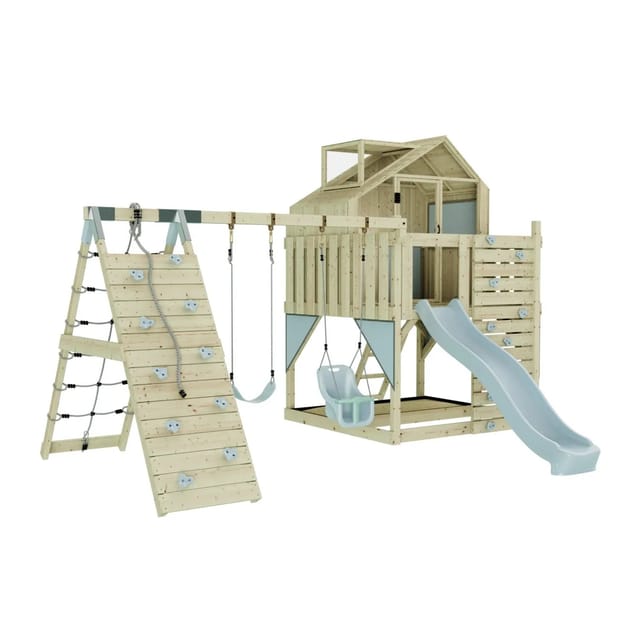 OutdoorToys Spielturm Oscar mit Babyschaukel Eisblau