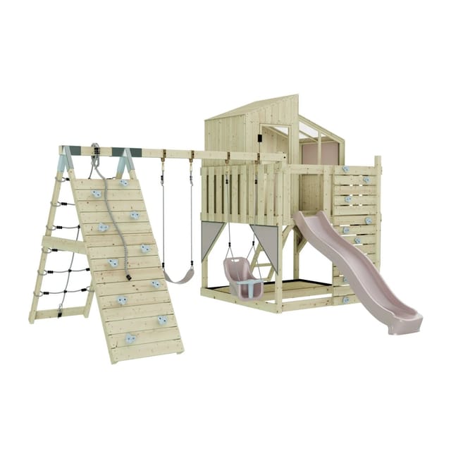 OutdoorToys Spielturm Finn mit Babyschaukel Altrosa