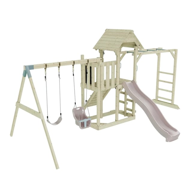 OutdoorToys Spielturm Helsingborg mit Babyschaukel Altrosa