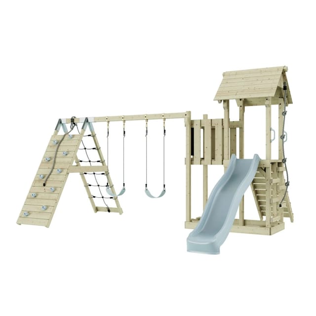 OutdoorToys Spielturm Roskilde mit Kinderschaukel Eisblau