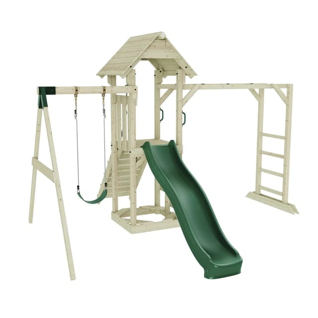 OutdoorToys Spielturm Malmö mit Kinderschaukel Dunkelgrün