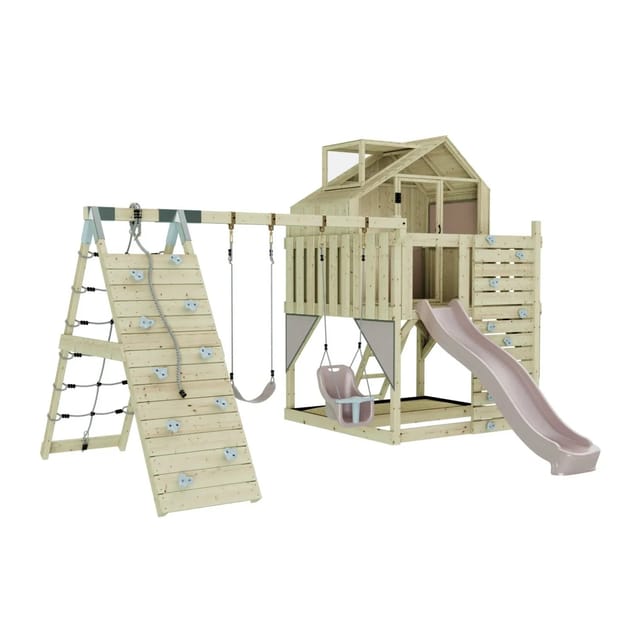 OutdoorToys Spielturm Oscar mit Babyschaukel Altrosa