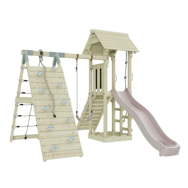 OutdoorToys Spielturm Trondheim mit Kinderschaukel Altrosa