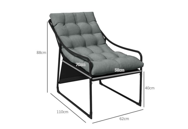 Outsunny Gartensessel mit Dickem Sitzkissen Armlehne