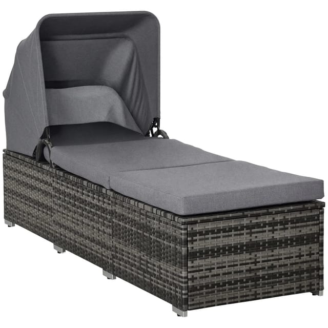 Outsunny Sonnenliege aus Polyrattan mit Sonnendach