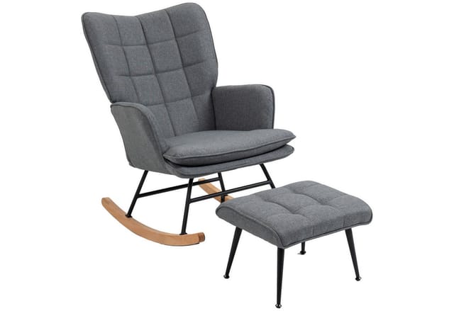 HOMCOM Schaukelstuhl mit Hocker