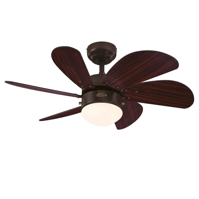 WESTINGHOUSE Deckenventilator Turbo Swirl Espresso 76 cm mit Beleuchtung und Zugketten