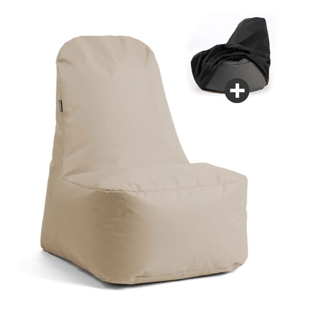 mokebo Sitzsack Sessel in Beige mit Schutzhülle Der Däumchendreher für Kinder Jugendliche und Erwachsene