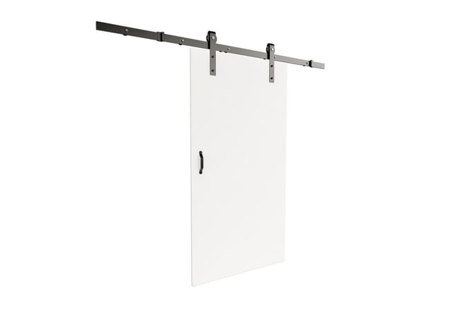 inova Holzschiebetür Weiß 775 x 2065 mm Komplettset Schwarz mit Bügelgriff