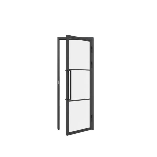 inova Loft Glastür 830 x 2115 mm DIN Rechts Komplettset mit Beschlag Griffstange und Zarge