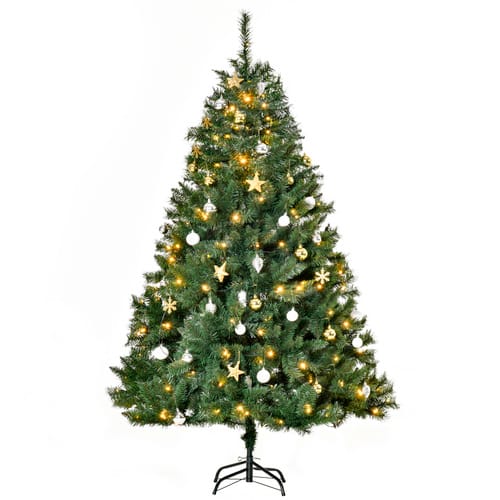 HOMCOM Weihnachtsbaum Tannenbaum mit Deko 200 LEDs 745 Spitzen Ø 112 x H180 cm