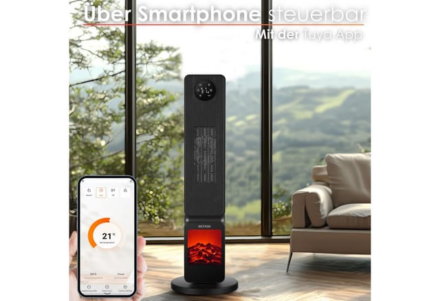 Echos Eco-1202 Heizlüfter mit Kamin und Wifi 2000 W