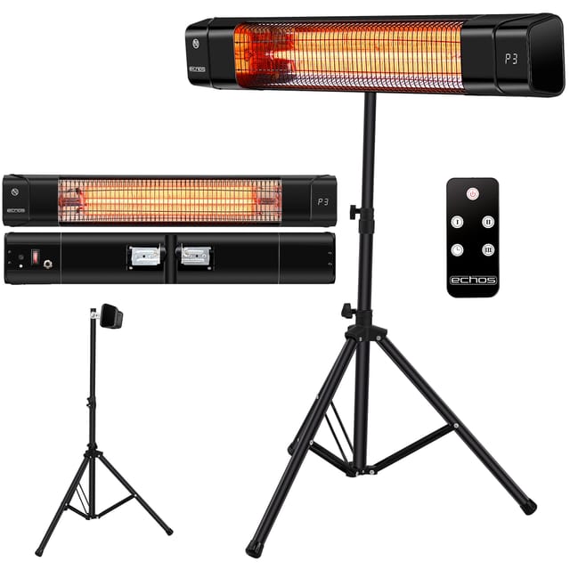 Echos Eco-3507 Heizstrahler mit Trpod Ständer 24h Timer 1500 W