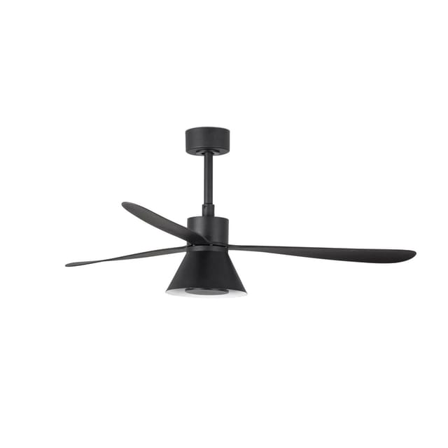 FARO Energiespar Deckenventilator mit LED Beleuchtung und Fernbedienung Amelia II Schwarz 132 cm