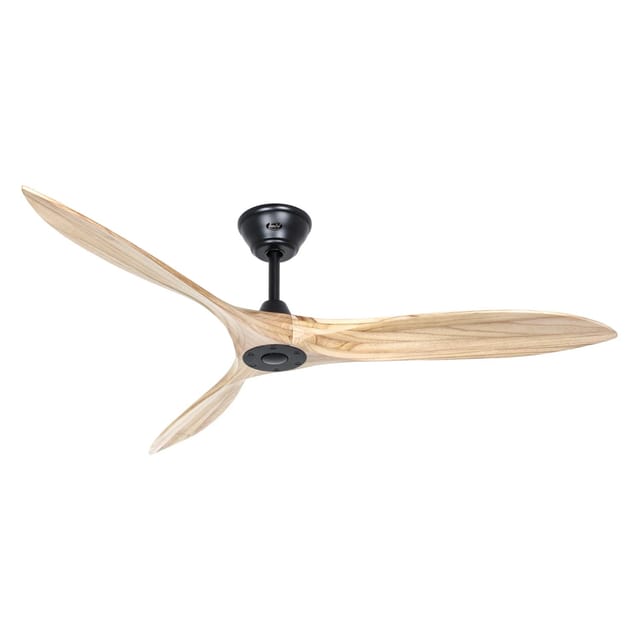 CASAFAN Energiespar Deckenventilator mit Fernbedienung Eco Airscrew 152 cm Schwarz matt - Holz Natur