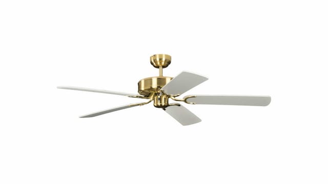 Pepeo Deckenventilator Potkuri Messing seidenmatt - Weiß 132 cm mit Zugkette