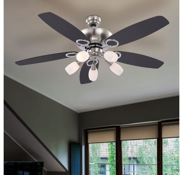 GLOBO Deckenventilator Jerry 130 cm mit Beleuchtung und Zugschnüren