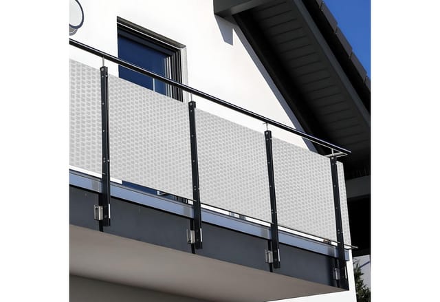 NYVI Balkon Sichtschutz mit Metallösen 300 x 90 cm Weiß