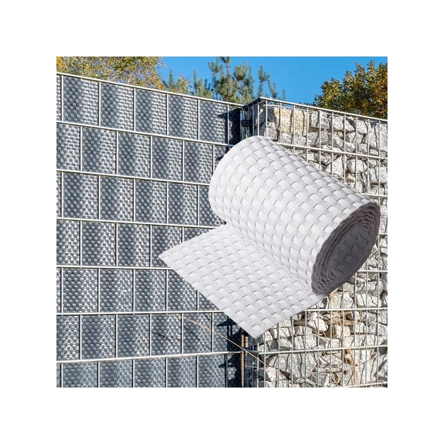 NYVI Polyrattan Sichtschutzstreifen 255x19 cm 5 Rollen Weiß