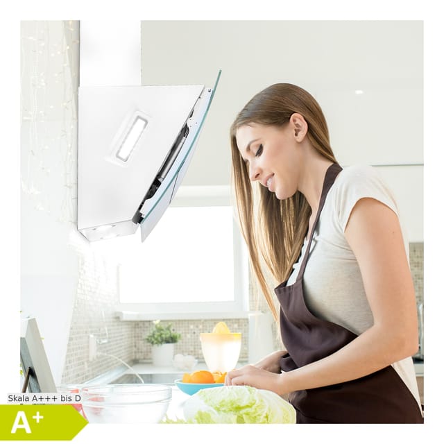 Klarstein Clara 60 Dunstabzugshaube Glas 509 m³/h Touch Ambiente-Licht Weiß