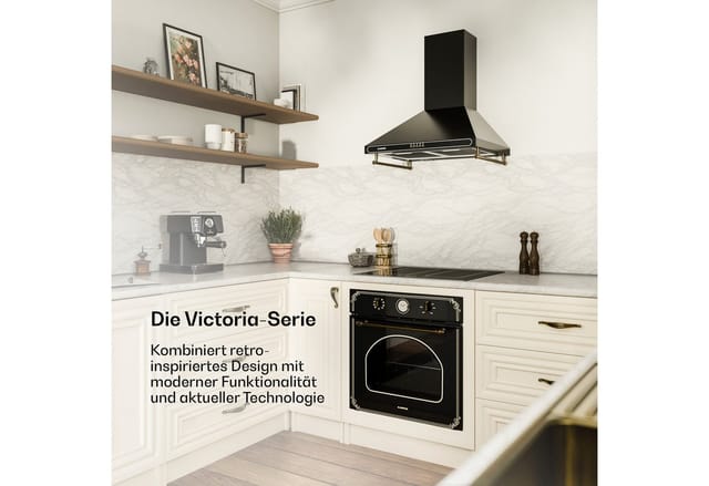 Klarstein Victoria Dunstabzugshaube 60cm Retro-Design 644,5m³/h 2 LED-Lampen Schwarz