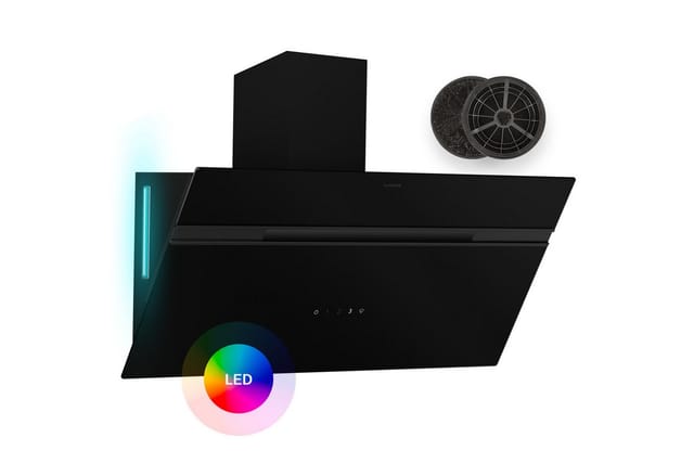 Klarstein Alina Dunstabzugshaube EEK A Touch LED-Beleuchtung Abluft/Umluft 615 m³/h Schwarz