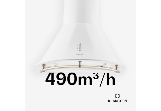 Klarstein Lumio Primo Retro-Dunstabzugshaube 60cm 490 m³/h LED-Leuchten Weiß