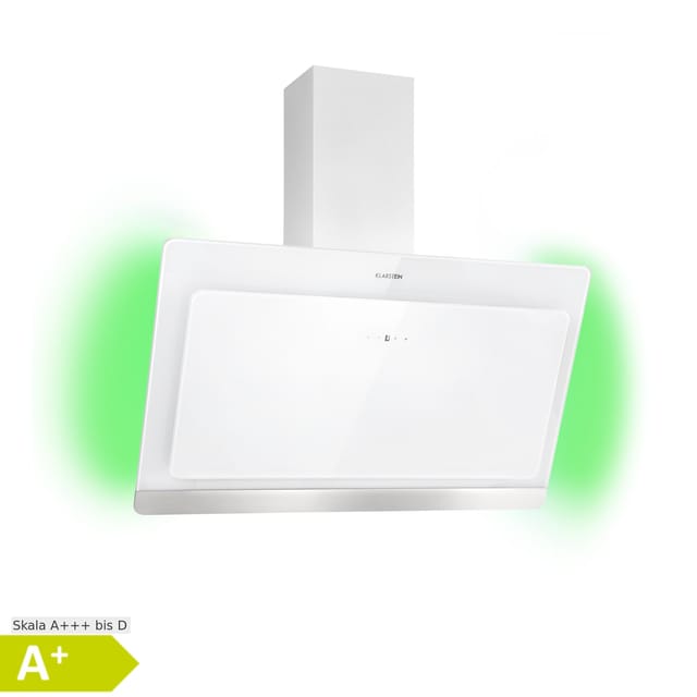 Klarstein Aurora Eco 90 Dunstabzugshaube 550 m³/h 90cm Kopffrei Ambientelicht Weiß