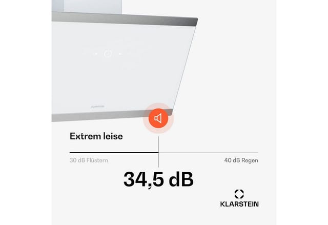 Klarstein FlashLine Dunstabzugshaube A++ 524m³/h 3 Stufen Touch LED Abluft/Umluft 100W Weiß