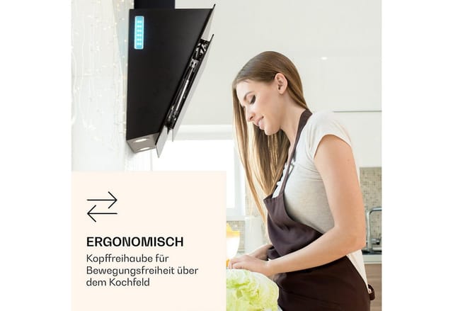 Klarstein Aurora 60 Smart Dunstabzugshaube 550 m³/h 60cm Kopffrei Ambiente-Licht EEC A++ Schwarz