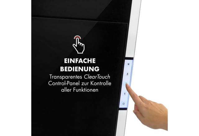 Klarstein Mirage 60 Dunstabzugshaube 550m³/h Touch-Panel RGB-Ambiente-Licht Glas Schwarz