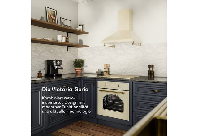 Klarstein Victoria Dunstabzugshaube 60cm Retro-Design 644,5m³/h 2 LED-Lampen Creme