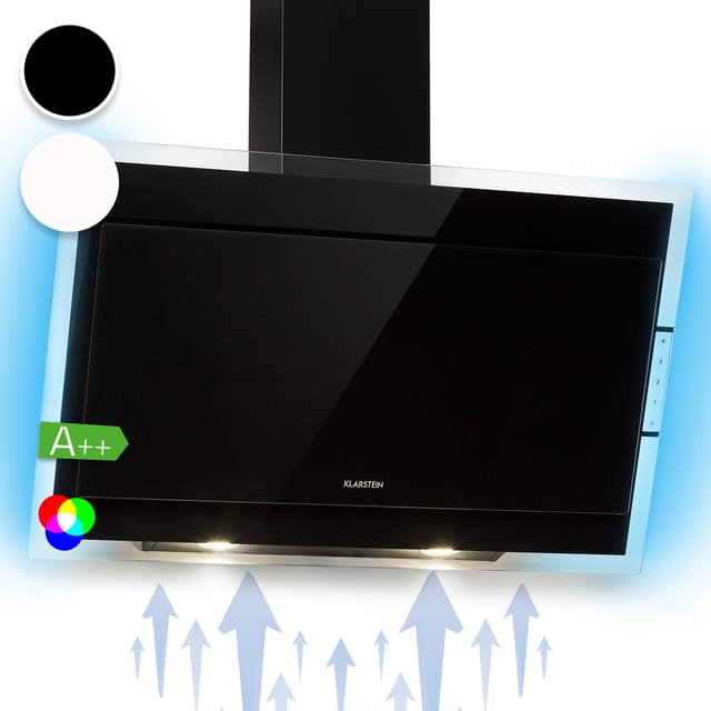 Klarstein Mirage 90 Dunstabzugshaube 550 m³/h Touch-Panel RGB-Ambiente-Licht A++ Schwarz