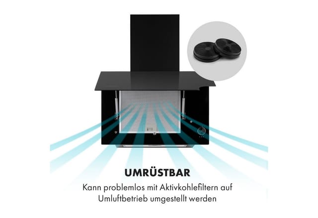 Klarstein Amelia Dunstabzugshaube 123W 60x47x23,5cm LED-Beleuchtung Touch Glas Schwarz