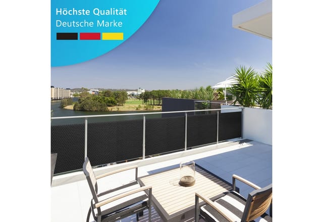 NYVI Balkon Sichtschutz mit Metallösen 300 x 90 cm Beige