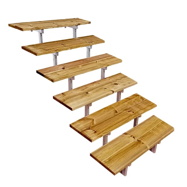 Vinuovo Außentreppe Stahl Oslo 6 Treppenstufen Holz 80cm