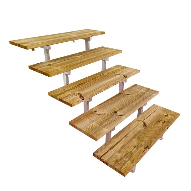 Vinuovo Außentreppe Stahl Oslo 5 Stufen Holz 60cm