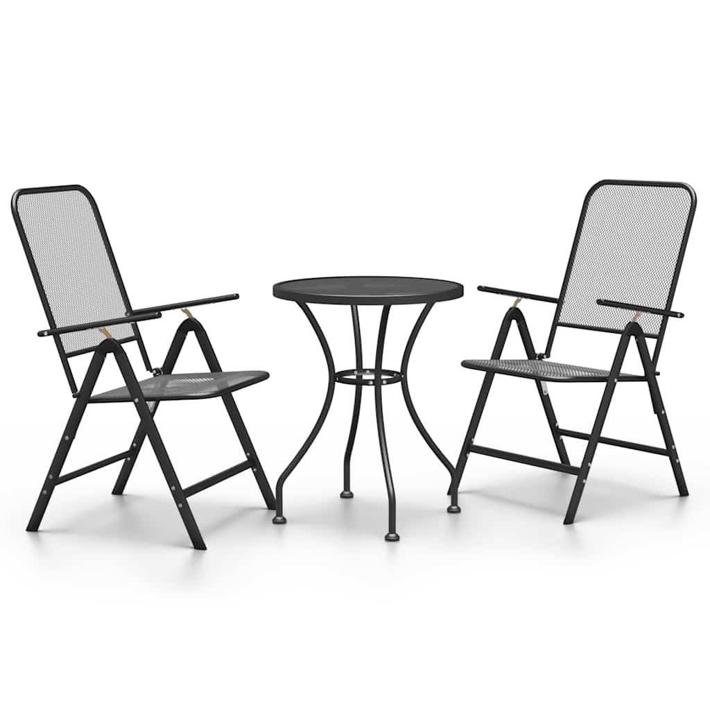 Maison Exclusive - 3-tlg. Garten-essgruppe Streckgitter Anthrazit