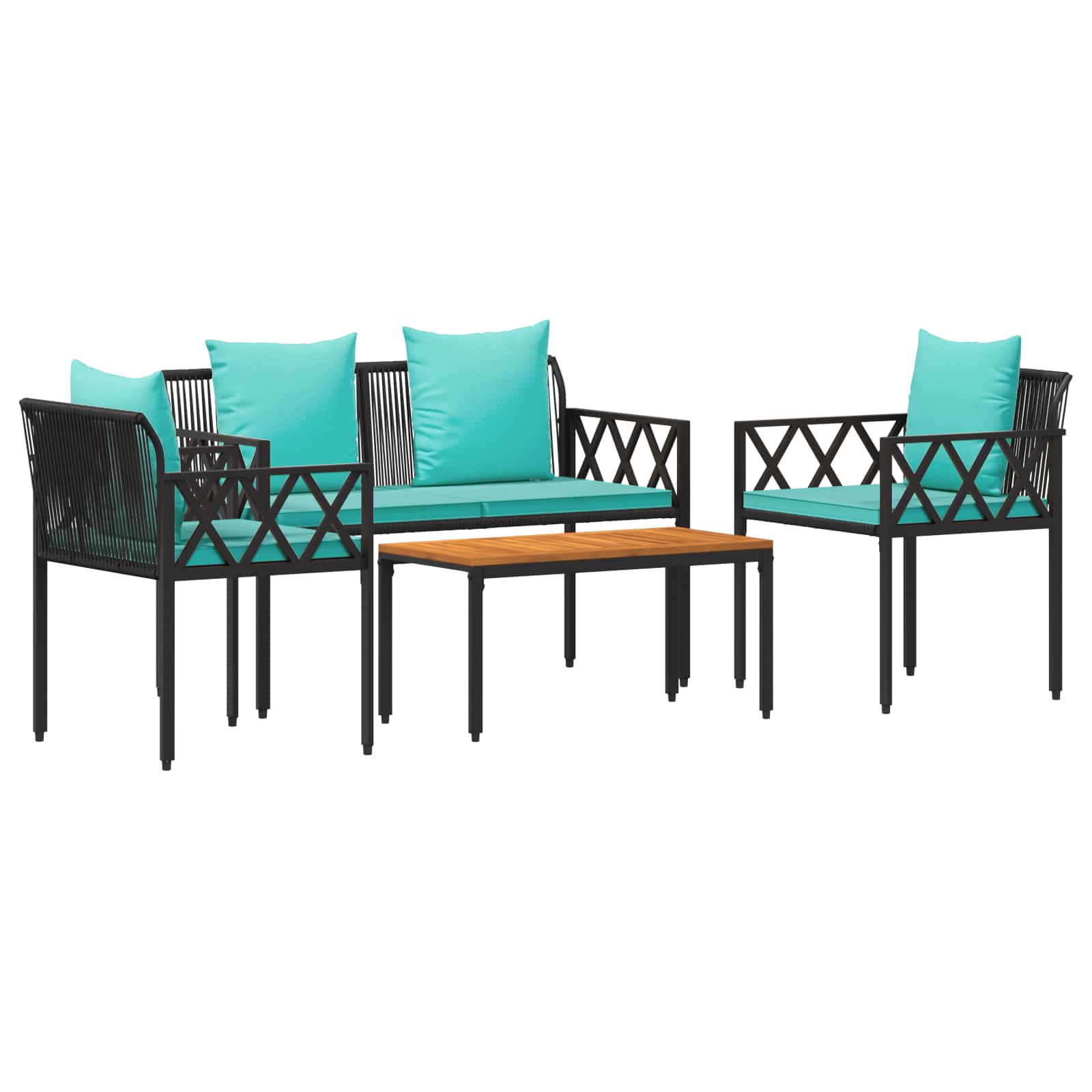 Maison Exclusive - Gartenmöbel-set 4 Stück Schwarz Und Türkis Pol