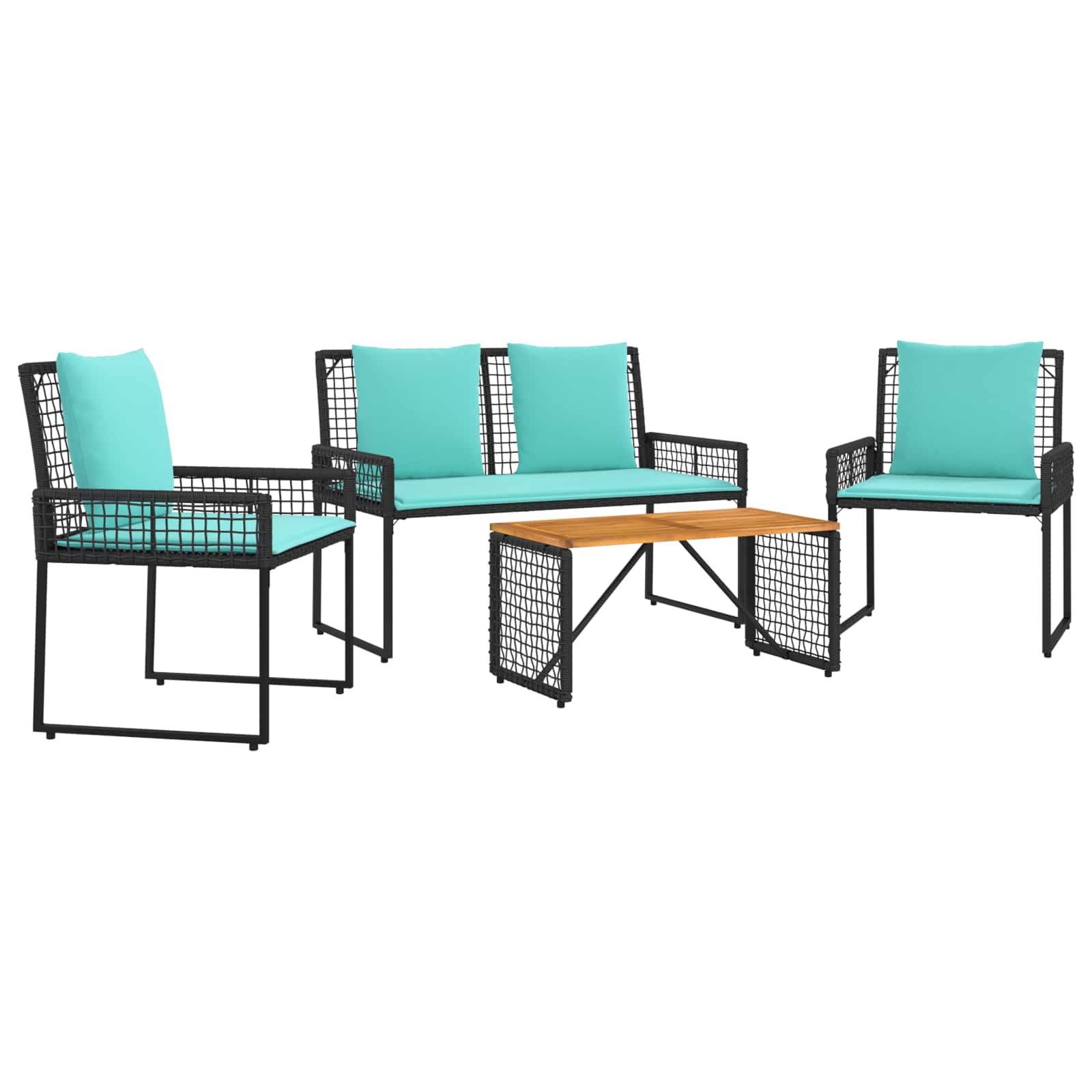 Maison Exclusive - Gartenmöbel-set 4 Stk. Schwarz Und Türkis