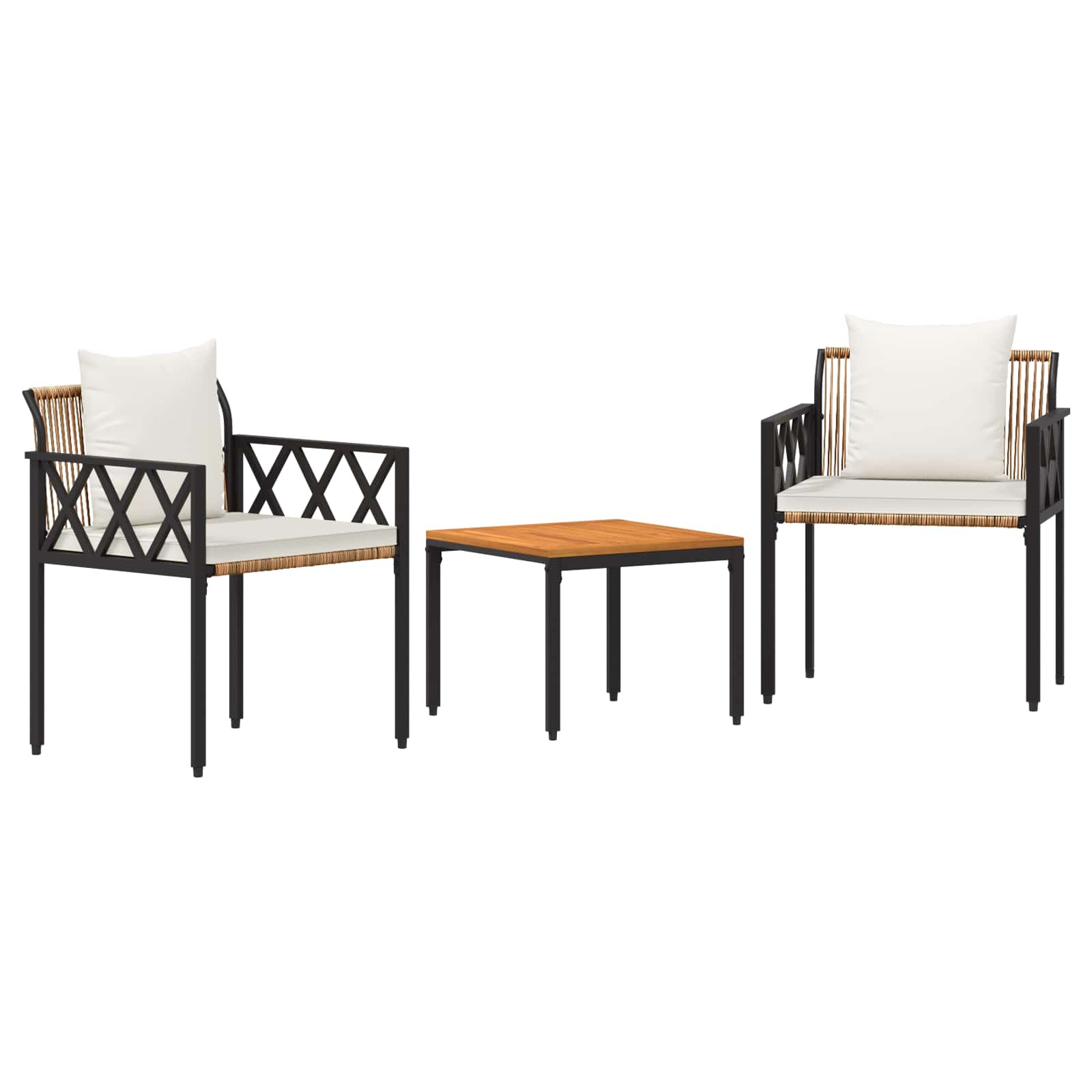 Maison Exclusive - Gartenmöbel-set 3 Stk. Braun Und Creme Weiß Po