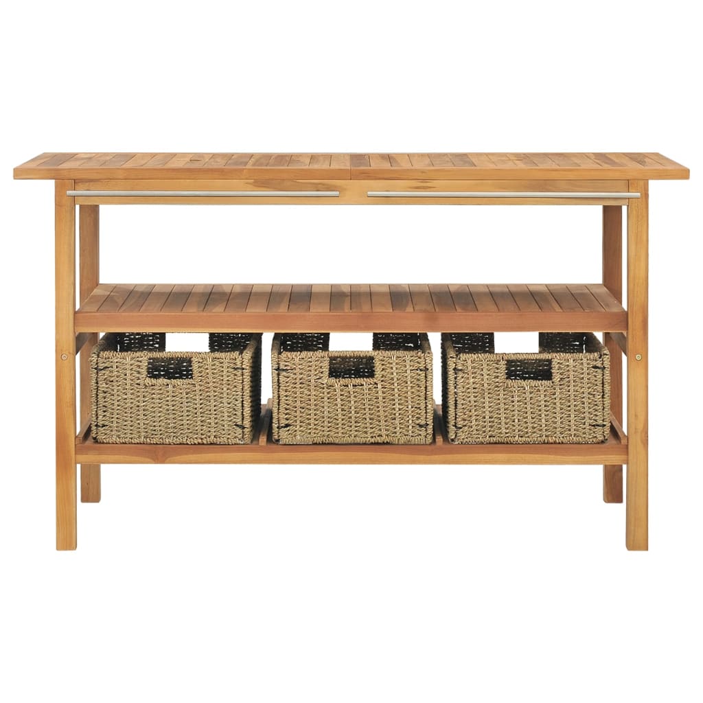 Maison Exclusive - Waschtisch Mit 3 Körben Massivholz Teak 132x45
