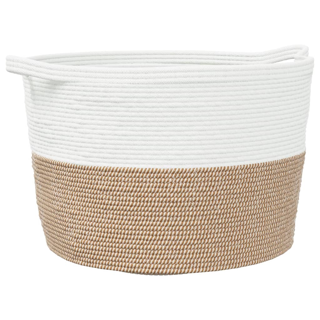 Maison Exclusive - Wäschekorb Braun Und Weiß Ø60x36 Cm Baumwolle