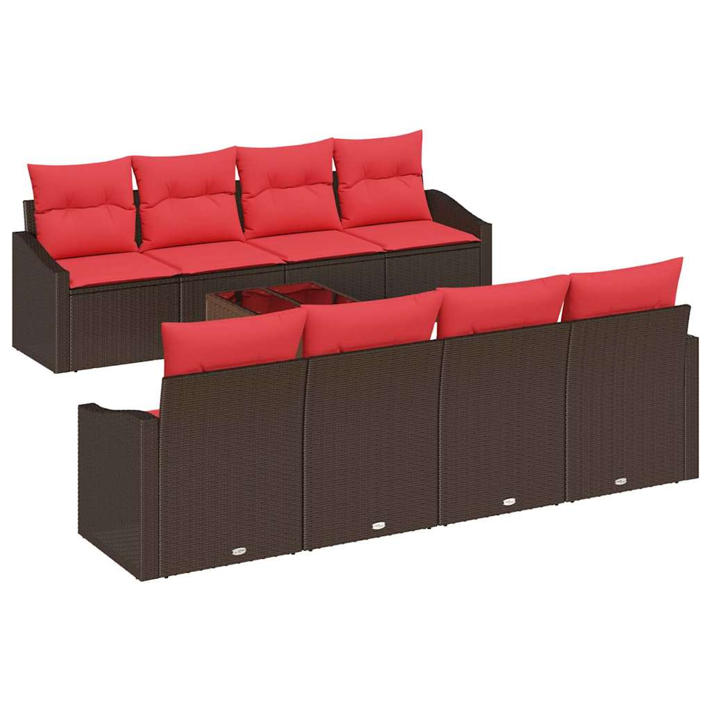 Maison Exclusive - Sofa Set 9 Stk. 3-sitzanzahl Braun Und Rot Pol