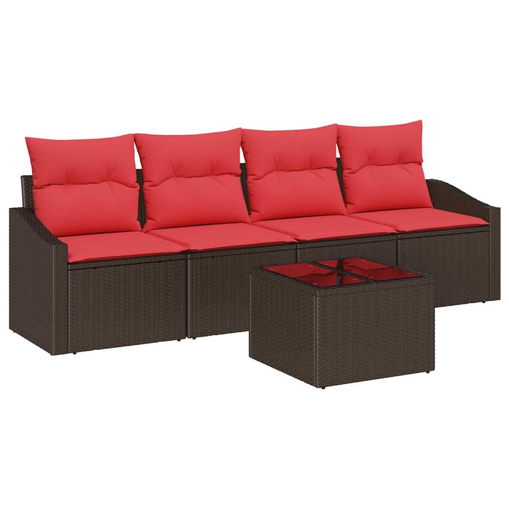 Maison Exclusive - Sofa Set 5 Stk. 3-sitzanzahl Braun Und Rot Pol