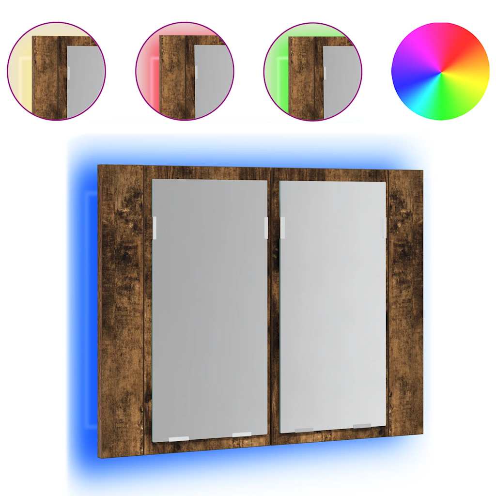 Maison Exclusive - Led-spiegelschrank Räuchereiche 60x12x45 Cm Ho