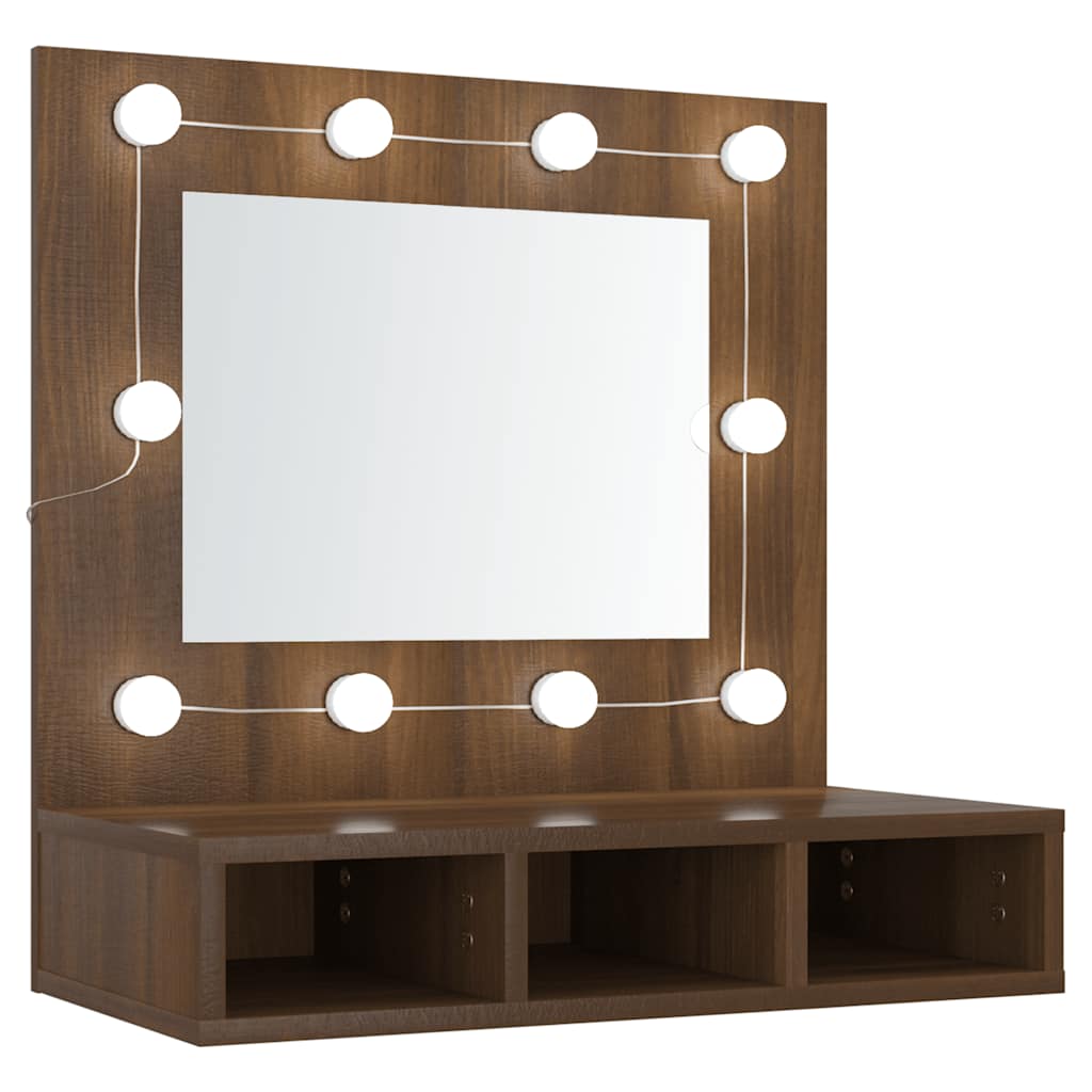 Maison Exclusive - Spiegelschrank Mit Led Braun Eichen-optik 60x3