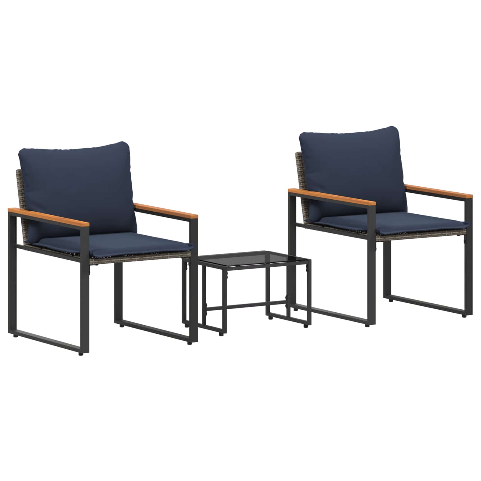 Maison Exclusive - Möbelsets 3 Stk. Grau Und Marineblau Rattan