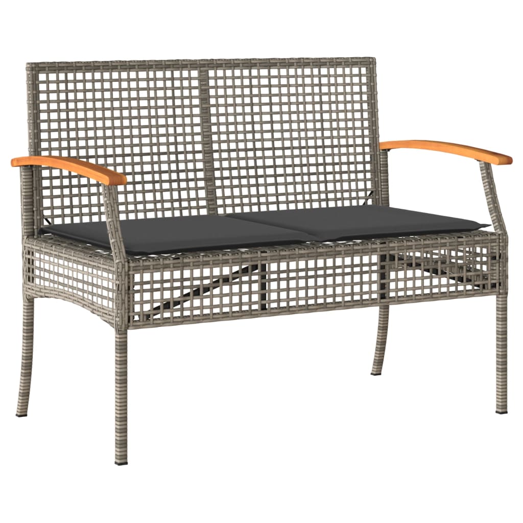 Maison Exclusive - Gartenbank Mit Kissen Grau Poly Rattan Akazien