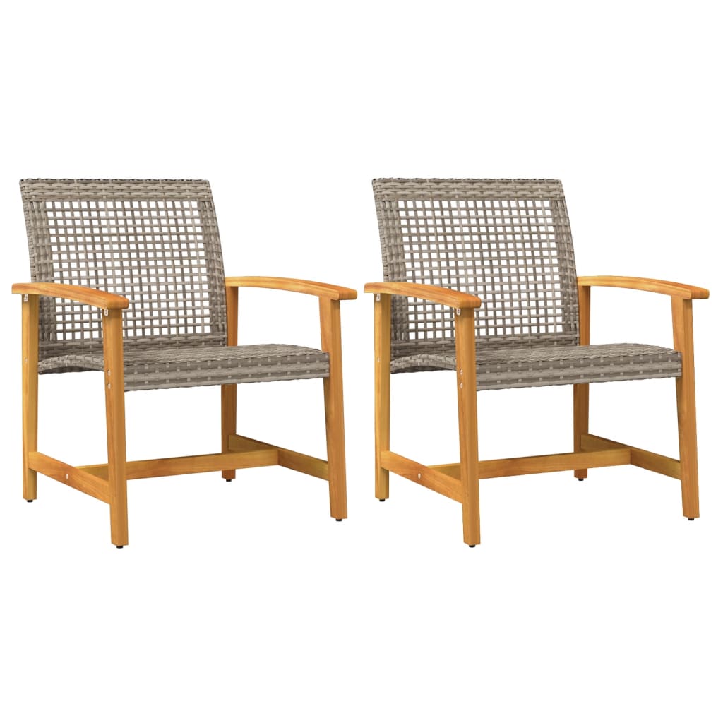 Maison Exclusive - Gartenstühle 2 Stk. Grau Poly Rattan Und Akazi